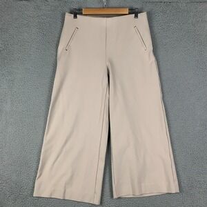 Chico's Juliet Pants Womens 1.5 US 10 Tan Beige Wide Leg Stretch Pull On Ankle